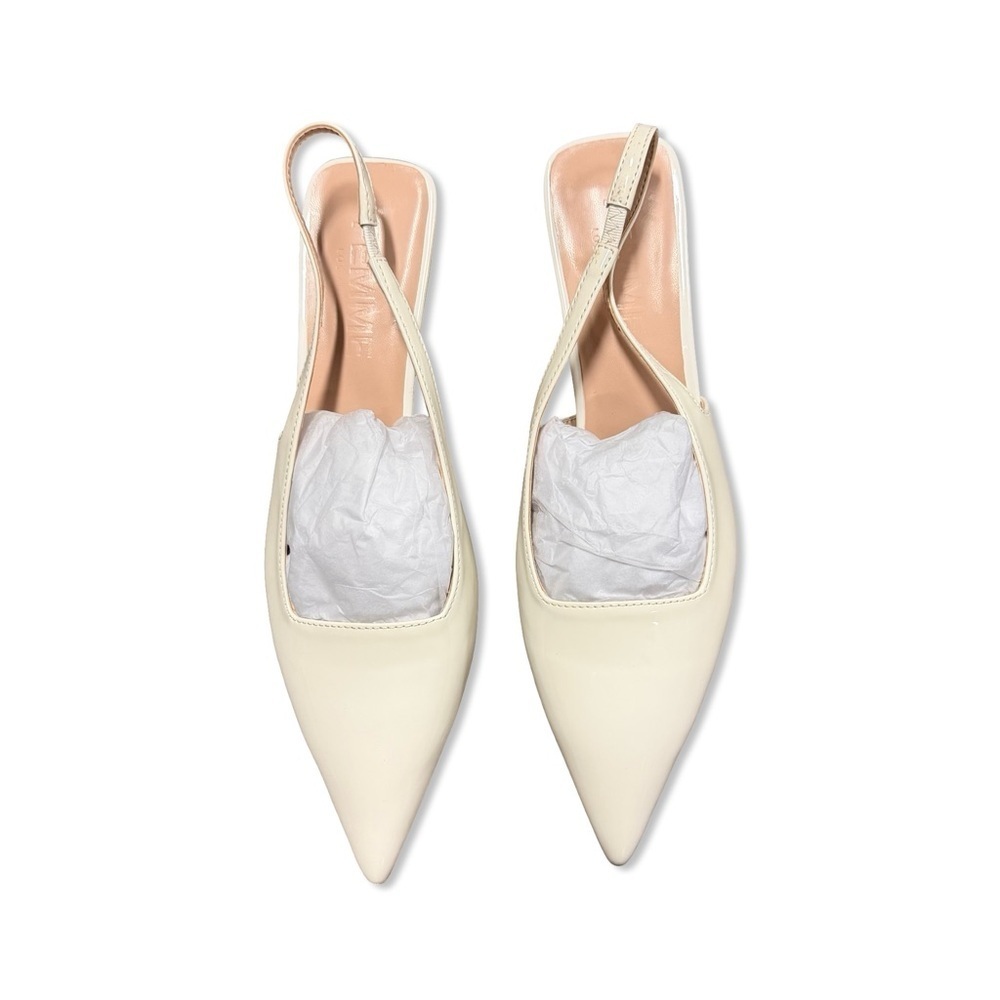 FEMME LA x REVOLVE G55 Kitten Heels shoes White cream Slingbacks 7 - Picture 9 of 13
